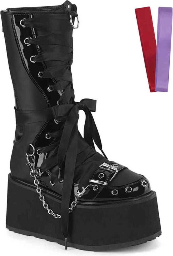 DemoniaCult DAMNED-120 Plateau Laarzen 42 Shoes Zwart