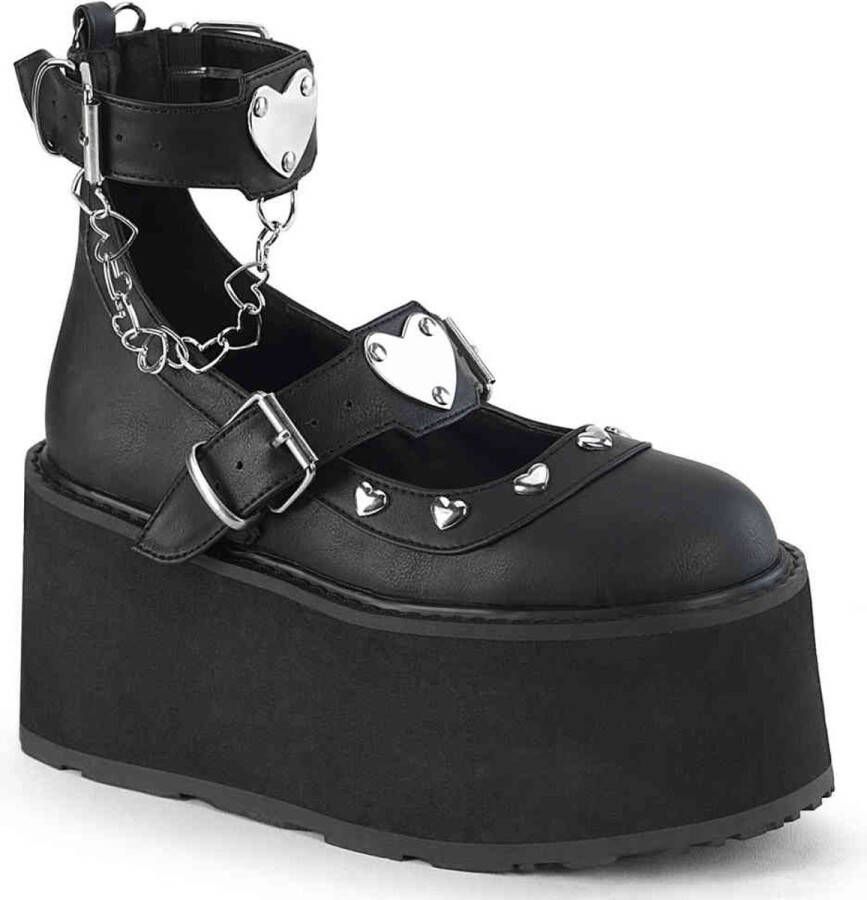 DemoniaCult DAMNED-56 Plateau Sandaal 36 Shoes Zwart