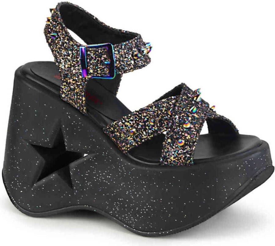 DemoniaCult DYNAMITE-02 Plateau Sandaal Glitters 38 Shoes Zwart Multicolours