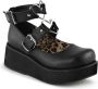 DemoniaCult Sprite-02 shoe with ankle straps buckles and metal heart rings matt black Demonia - Thumbnail 1