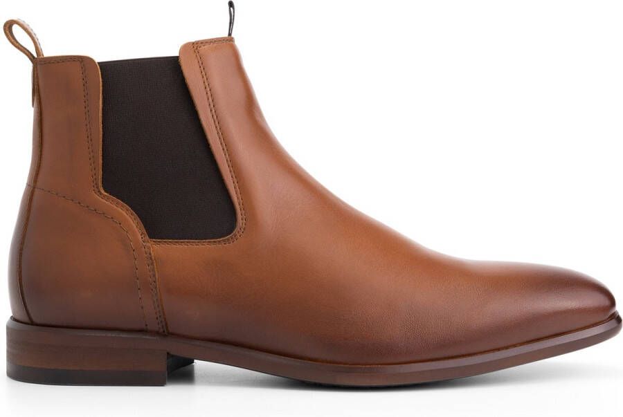 DEN BROECK DenBroeck Stone St. Nette Halfhoge herenschoenen Leren Enkellaarzen Chelseaboots mannen Cognac Bruin Leer