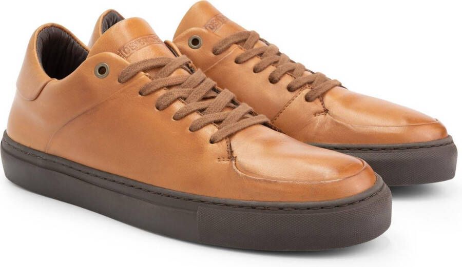 DEN BROECK DenBroeck Wayne St. Leren herensneakers Cognac Bruin Leer