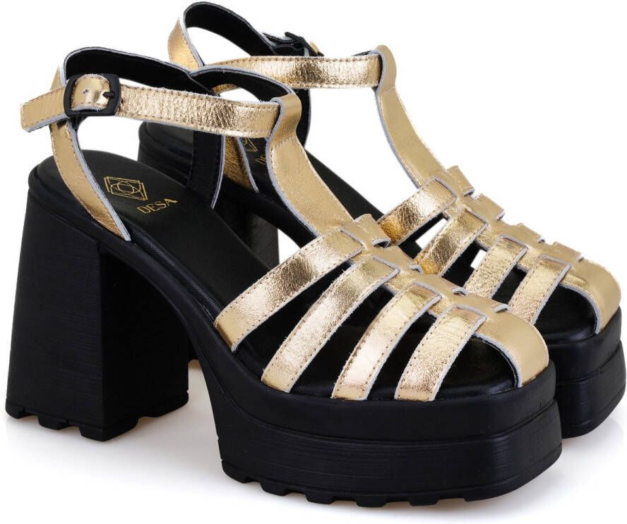 DESA Sandalen Leer Goud Vrouwen