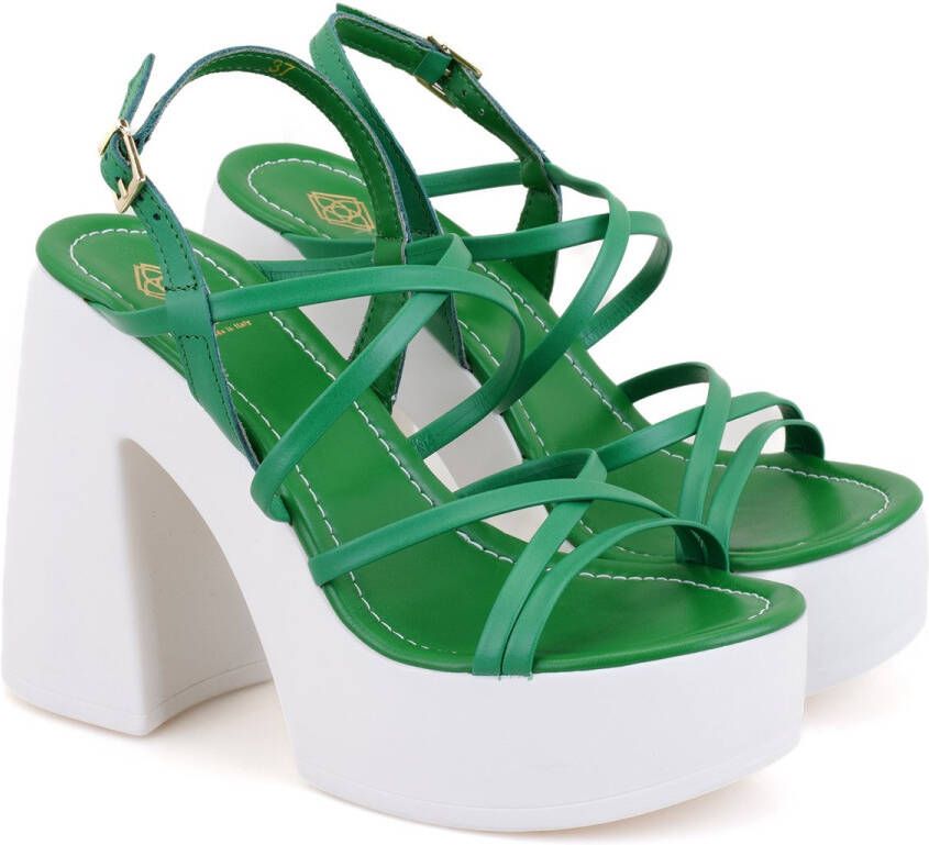 DESA Sandalen Leer Groen Vrouwen