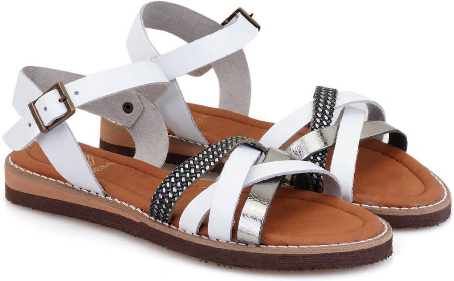 DESA Sandalen Leer Wit || Zilver Vrouwen