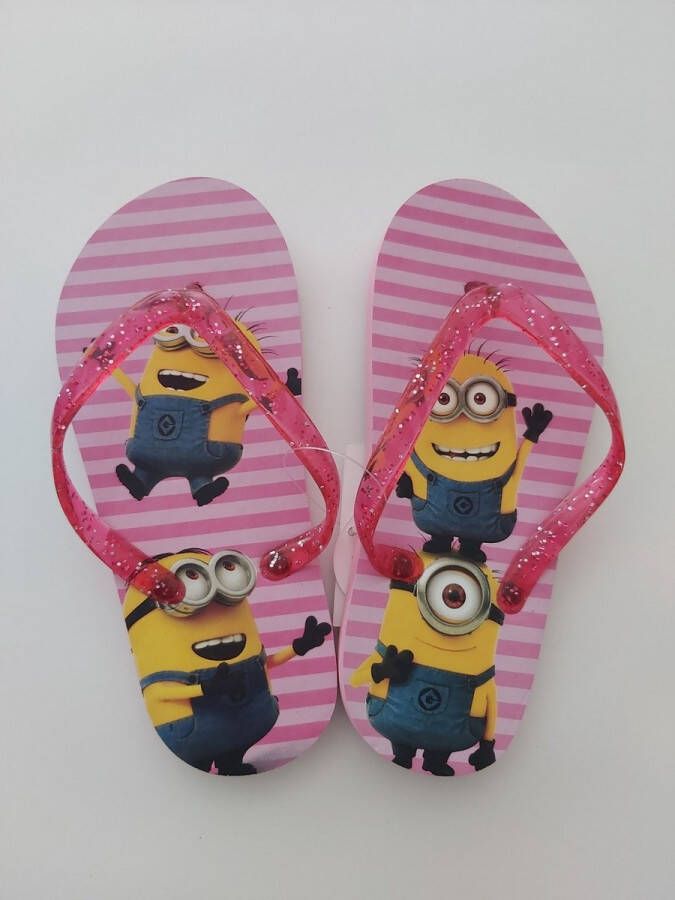 Despicable Me Minions Teenslipper Roze Gestreept