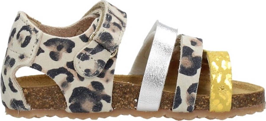 Develab leren sandalen met panterprint beige geel Meisjes Leer Panterprint 24