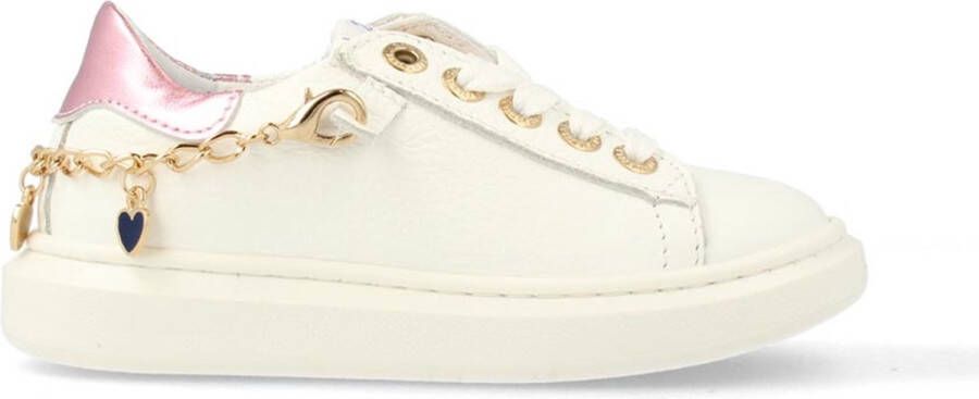 Develap 42764 witte sneaker met roze accent Kleur Wit)