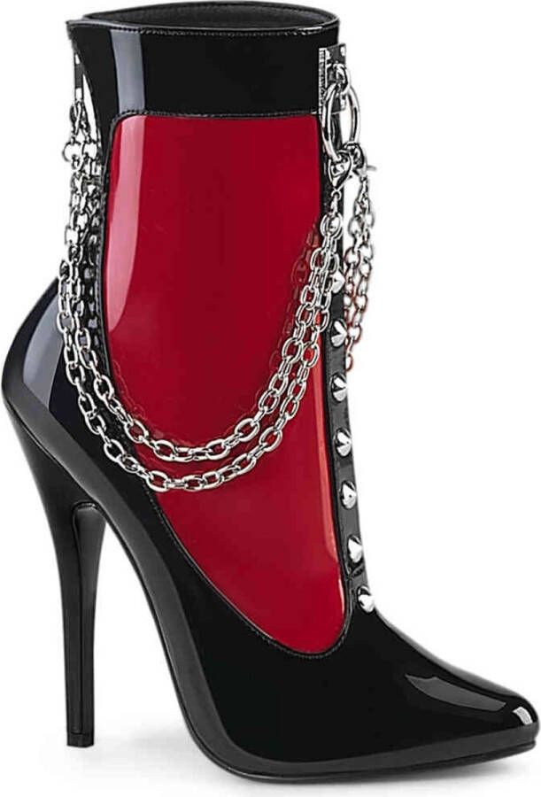 Devious DOMINA-1033 Enkellaars 36 Shoes Zwart Rood