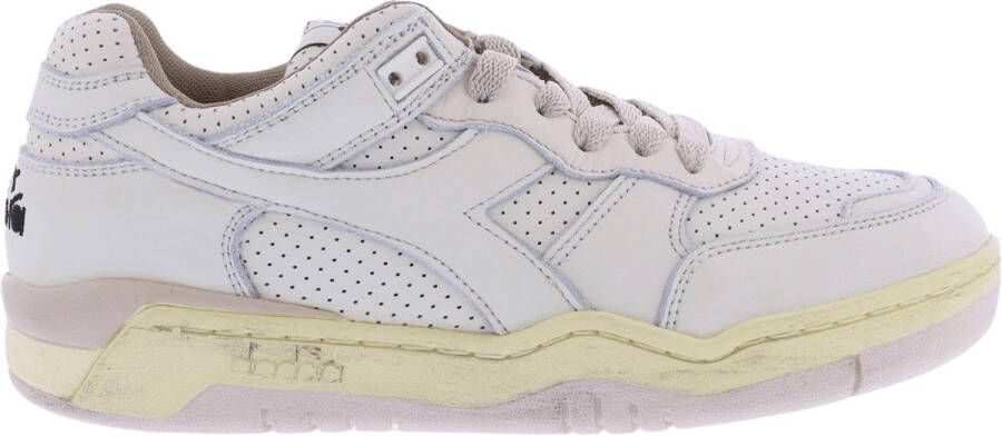 Diadora Wit Geperforeerde Leren Sneaker B560 Apulia White Unisex