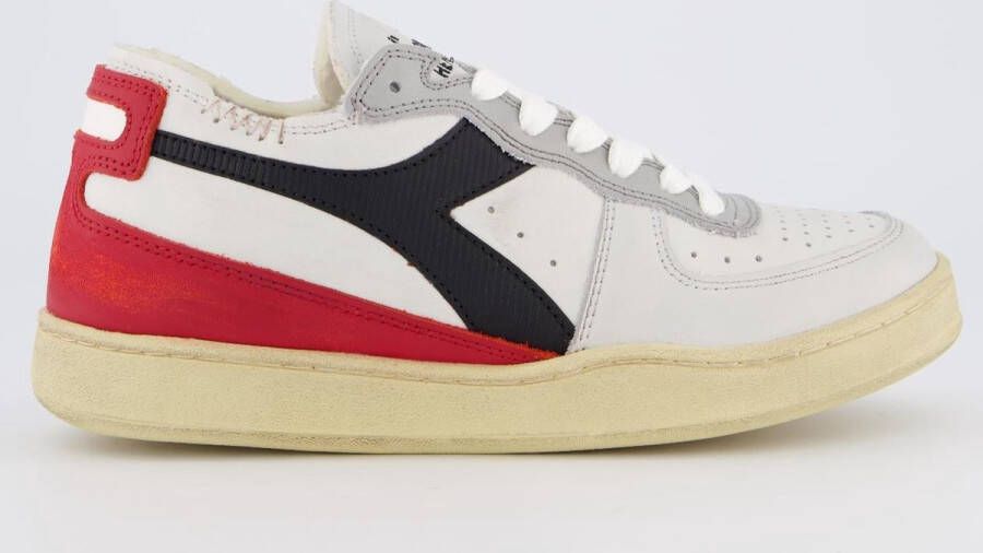 Diadora Heritage Mi Basket Row Cut Used Wit Rood Zwart