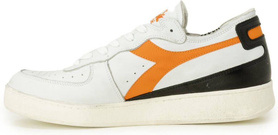 Diadora Leren Sportieve Sneakers Oranje Rubberen Zool Multicolor Heren