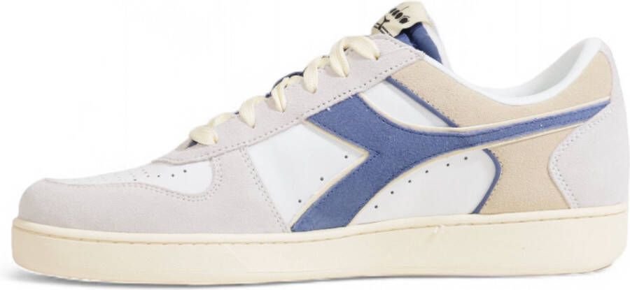 Diadora Witte Leren Sneakers Met Rubberen Zool En Sportieve Details