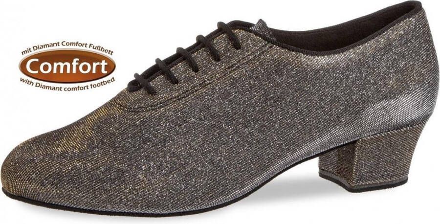 Diamant Dames Dansschoenen 093-034-509-A – Salsa Latin Trainingsschoenen – Zwart Zilver Goud –