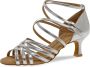 Diamant Dansschoenen Dames 108-077-013 Bruidsschoenen Latin Dansschoenen Zilver Leer Open Sandalen Dames Suede Zool - Thumbnail 1