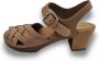 DINA Betty heels nubuck leer coffee brown hak met hielriem gevlochten - Thumbnail 1