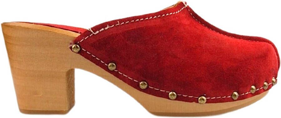 DINA Heels rood dames clogs suede