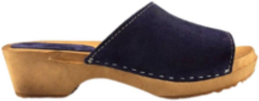 DINA Houten sandalen met suede leren upper Navy Blue