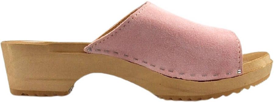 DINA Houten sandalen met suede leren upper Pastel Pink