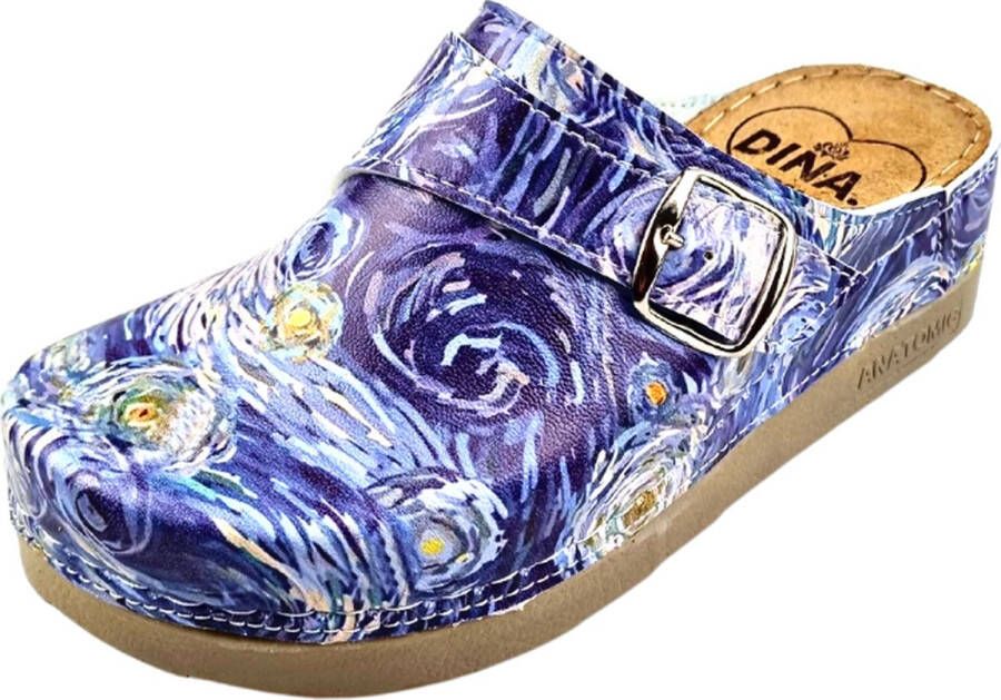 DINA Medische dames klompen PU zool PU klompen met kunststof zool ziekenhuis klompen zorgklompen CLOGS Van Gogh Starry Night