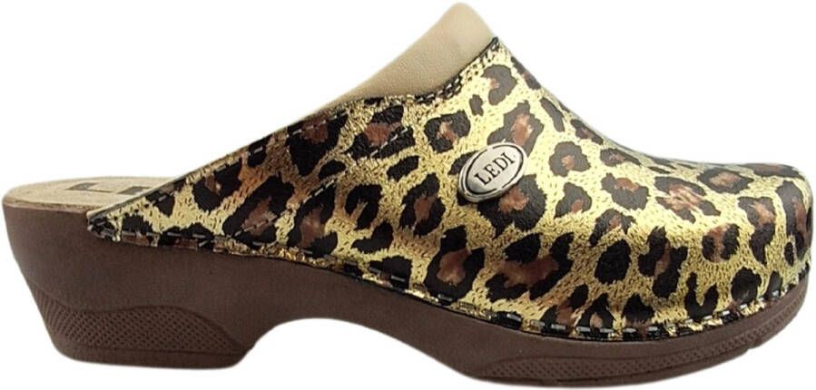 DINA Medische PU klompen PU klompen met kunststof zool ziekenhuis klompen zorgklompen CLOGS Panter Leopard