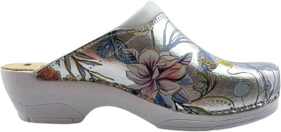 DINA Medische PU klompen PU klompen met kunststof zool ziekenhuis klompen zorgklompen CLOGS silverflower