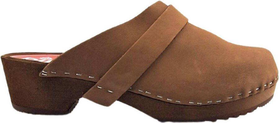 DINA Dames klompen zweeds van Echt nubuck leer tuinklompen werkklompen -zweedse klompen nubuck brown