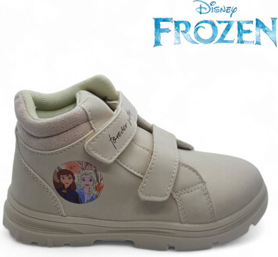 Disney Frozen boots met dubbele velcro klittenbandsluiting hoogsluitende schoenen voor kinderen Elsa & Anna halfhoog Forever Sisters wandelschoenen beige bottines voor meisjes hoge sneakers imitatieleer laarsjes