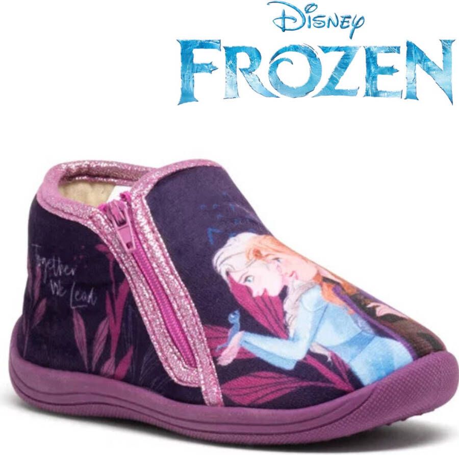 Disney Frozen gesloten pantoffels ritssluiting paars Elsa & Anna Together We Lead