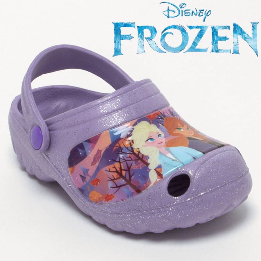 Disney Frozen paarse tuinschoenen Elsa & Anna clogs voor meisjes met hielband