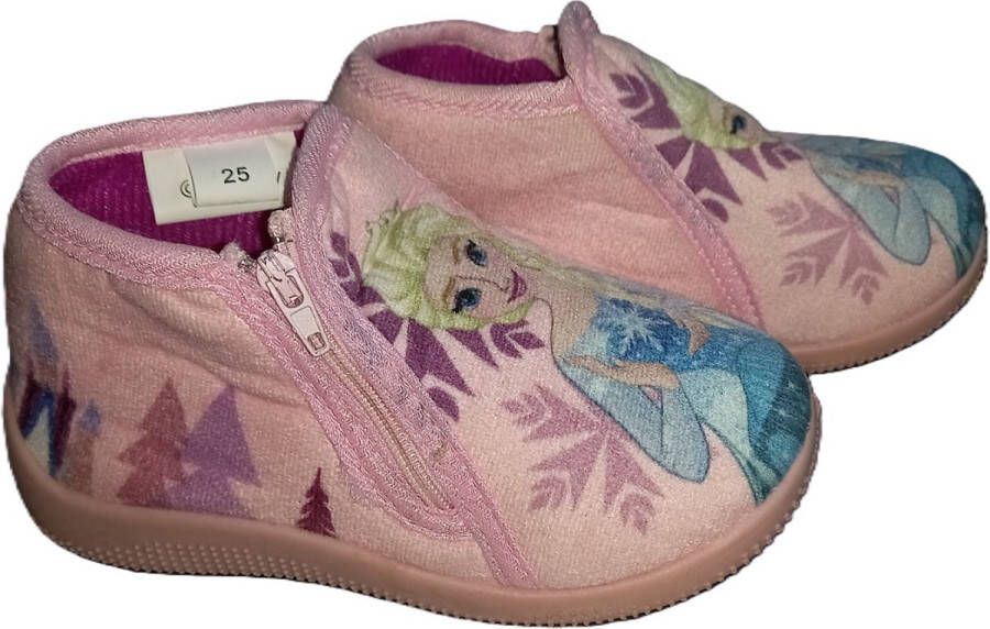 Disney Frozen pantoffels sloffen roze rits rubberen zool