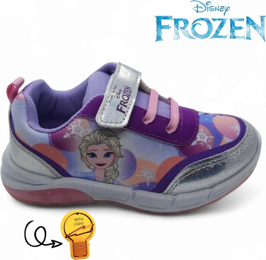 Disney Frozen schoenen met lichtjes voor meisjes velcro klittenbandsluiting sneakers sportschoenen lila paarse kinderschoenen Elsa & Anna ledlicht