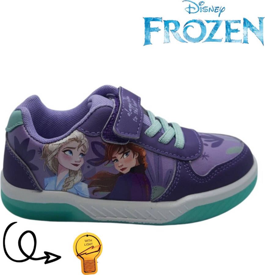 Disney Frozen sneakers met lichtjes voor meisjes Always Close To The Heart velcro klittenbandsluiting lila paarse kinderschoenen Elsa & Anna ledlicht