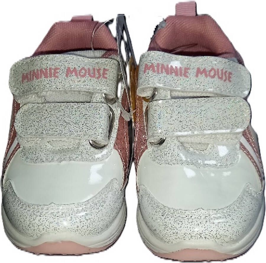 Disney Minnie Mouse sneakers licht klittenband roze wit gelakt glitters