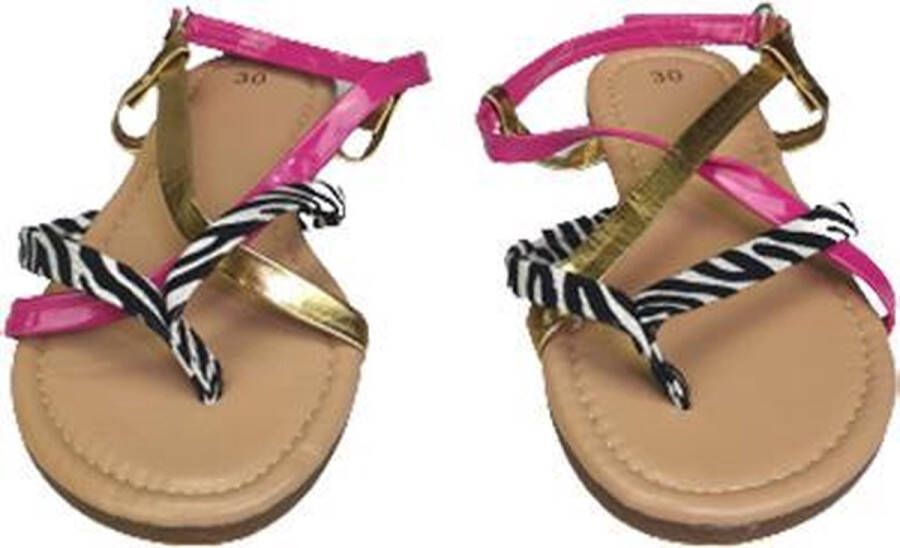 Merkloos Sans marque Slippers JOELLE met zebra print Zwart Goud Roze