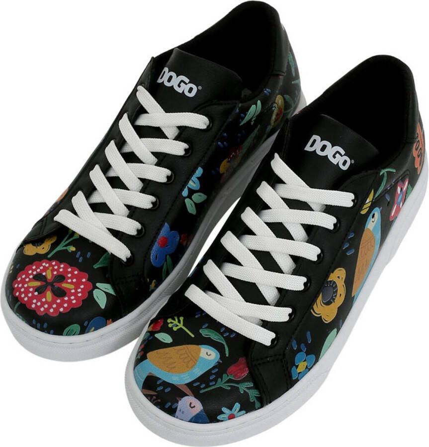 DOGO Ace Dames Sneakers Flowers & Birds BLACK Dames Sneakers