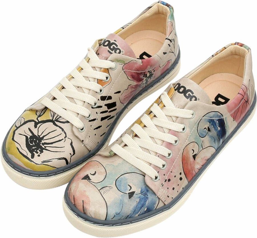 DOGO Veterschoenen A Pair of Doves vegan met kleurrijke print - Foto 1