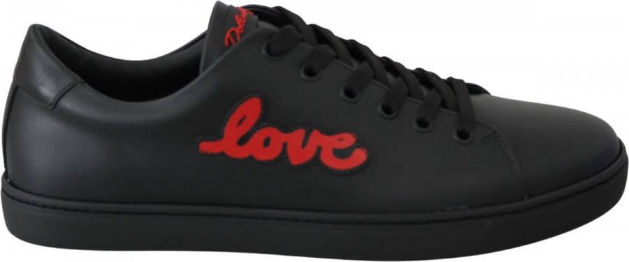 Dolce & Gabbana Elegante Leren Sneakers met Rode Accents Black Dames