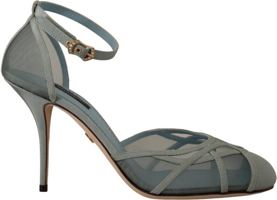 Dolce & Gabbana Blauwe Mesh Enkelband Hakken Sandalen Blue Dames