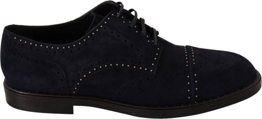 Dolce & Gabbana Blauwe suède lederen derby bezaaid schoenen