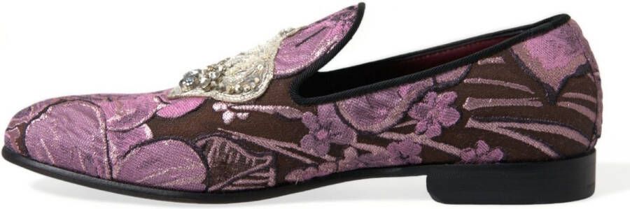 Dolce & Gabbana Bloe Crystal Loafers Met Print Versieringen