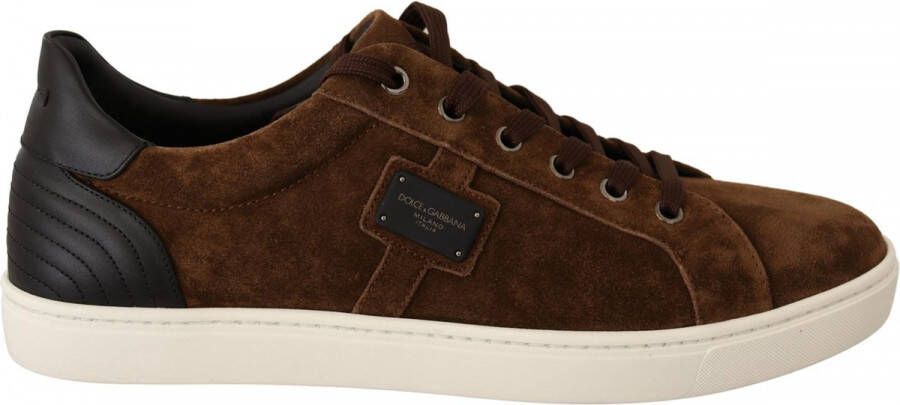 Dolce & Gabbana Brown Suede Leather Mens Low Tops Sneakers