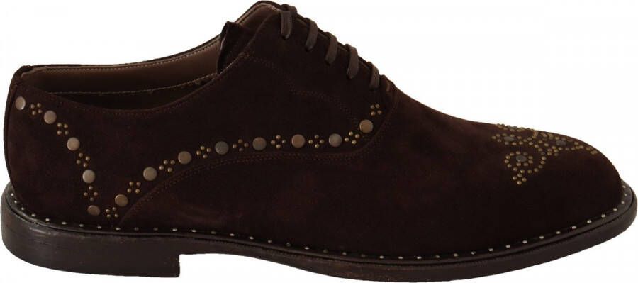 Dolce & Gabbana Bruine Suède Derby Schoenen met Studs Brown Heren