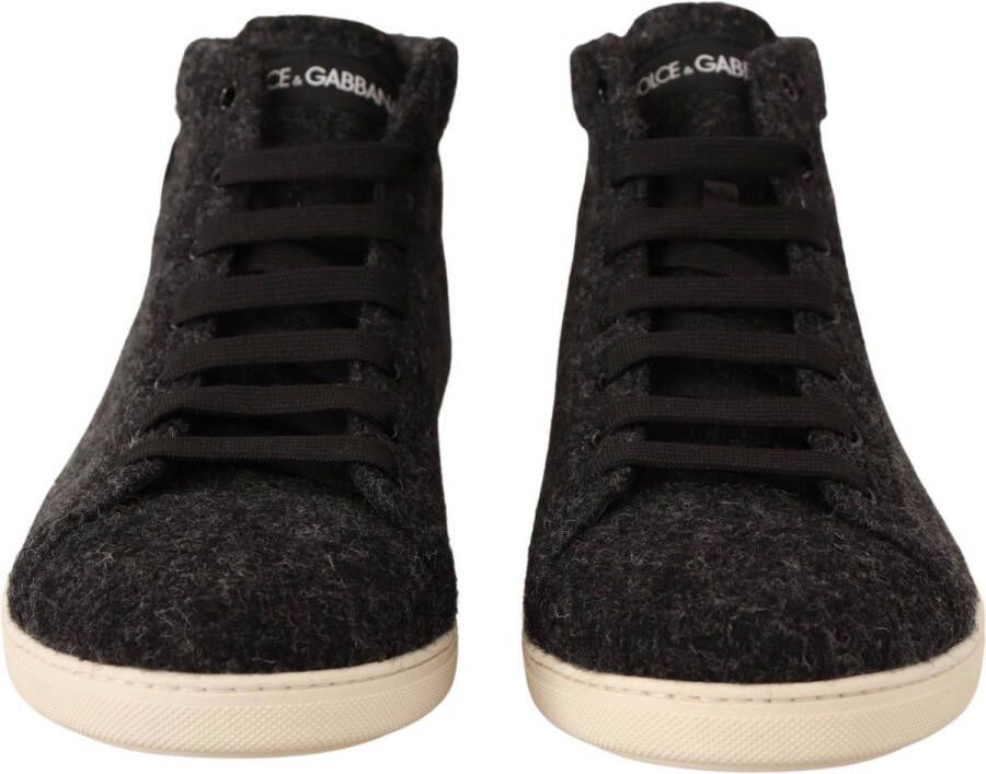 Dolce & Gabbana Grijze Wol Katoenen Hoge Top Sneakers Gray Heren