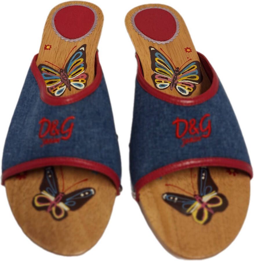 Dolce & Gabbana D&G WOODEN SLIPPER MET DENIM UPPER