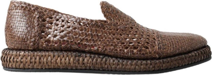 Dolce & Gabbana Bruine Geweven Leren Loafers Brown Heren