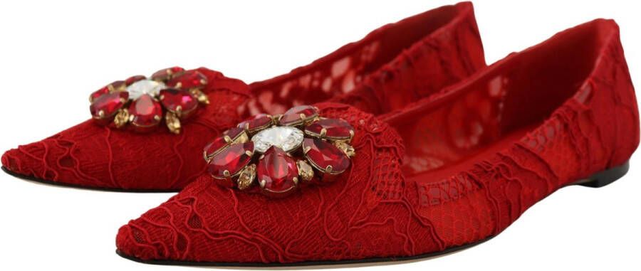 Dolce & Gabbana Rode Taormina Kristal Ballerinas Ballerina Red Dames