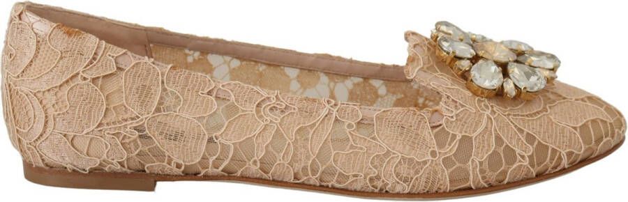 Dolce & Gabbana Beige Taormina Kant Kristal Ballet Ballerina Beige Dames