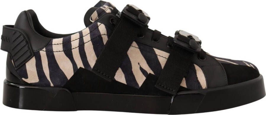 Dolce & Gabbana Zebra Suede Low Top Mode Sneakers Black Heren