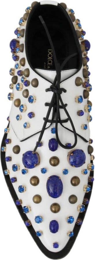 Dolce & Gabbana Elegante witte leren schoenen met kristallen Multicolor Dames